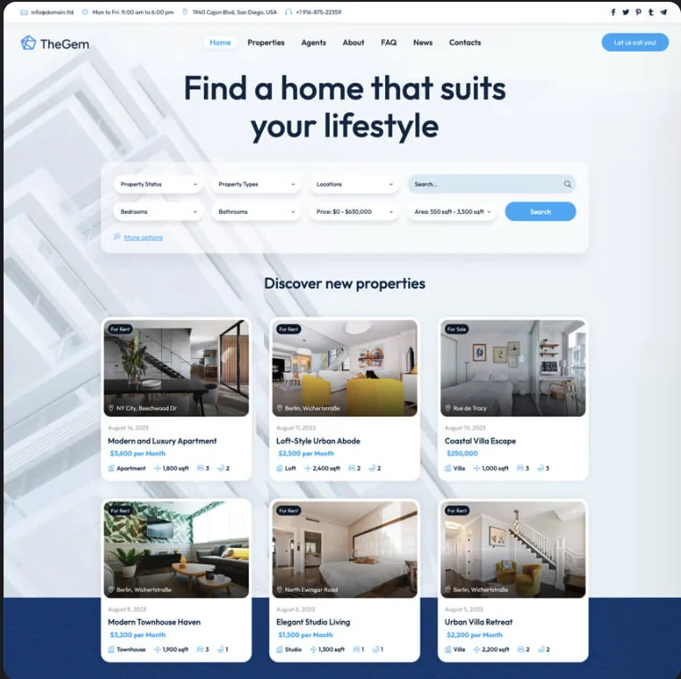 Property website design reference