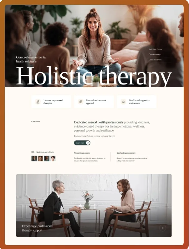 Therapy and counselling website design reference