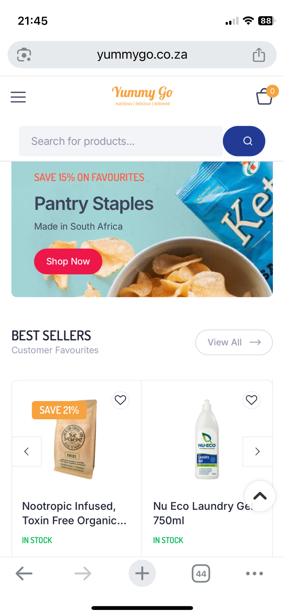 Yummy Go live website screenshot